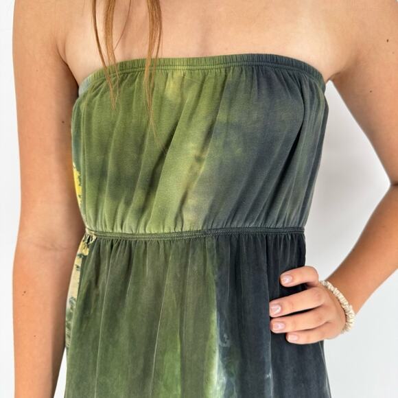 Hard Tail Forever Y2K Strapless Tie Dye Hi-Lo Maxi Dress Size XS Hippie Boho - Picture 2 of 10